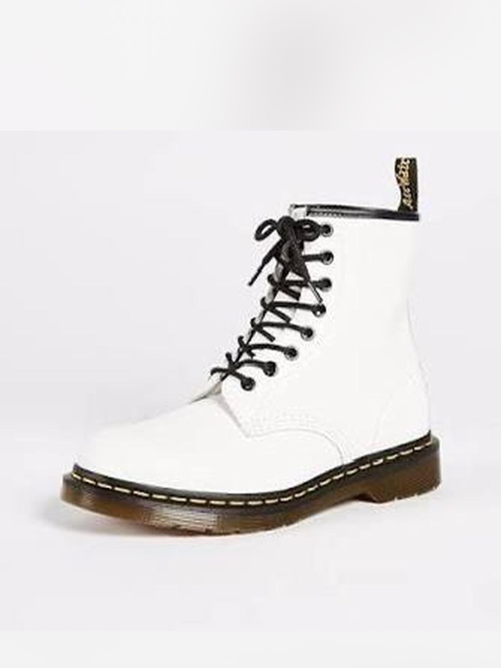 Dr. Martens White and Black Kids Leather Lace-Up Boots